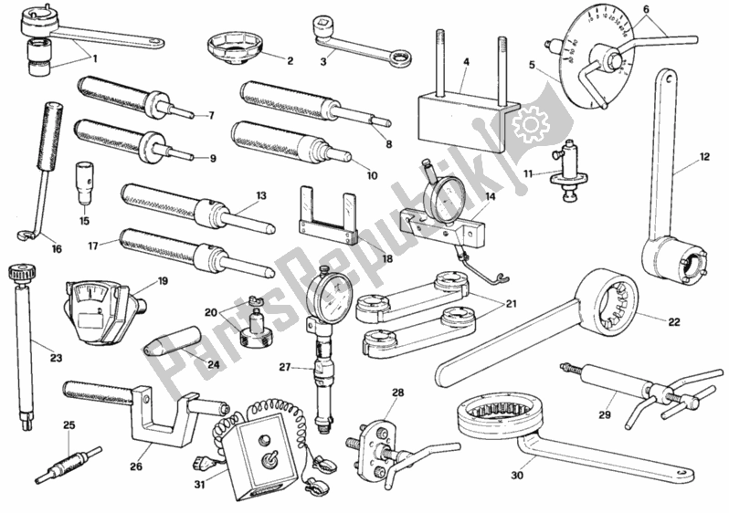 Alle onderdelen voor de Werkplaatsgereedschap, Motor van de Ducati Superbike 748 1995