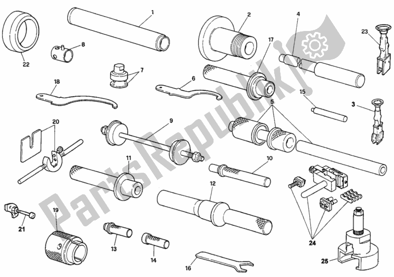 Alle onderdelen voor de Werkplaats Service Tools, Frame van de Ducati Superbike 748 1995
