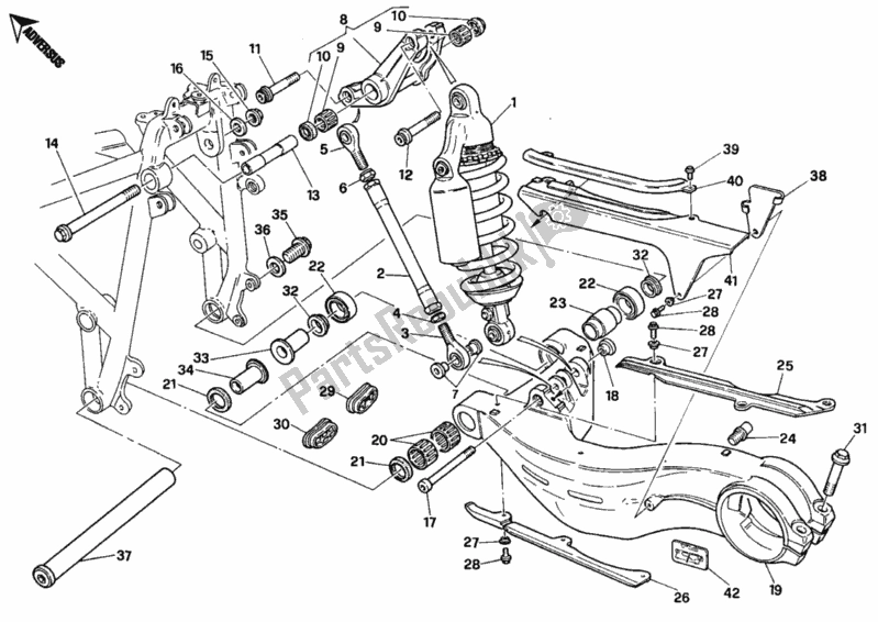 Todas las partes para 030 - Amortiguador Trasero de Ducati Superbike 748 1996