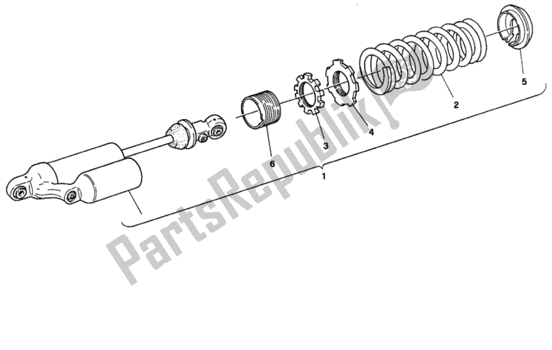 Tutte le parti per il 30a - Ammortizzatore Posteriore del Ducati Superbike 748 1996