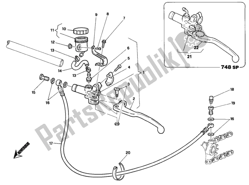 Tutte le parti per il Pompa Frizione del Ducati Superbike 748 1996