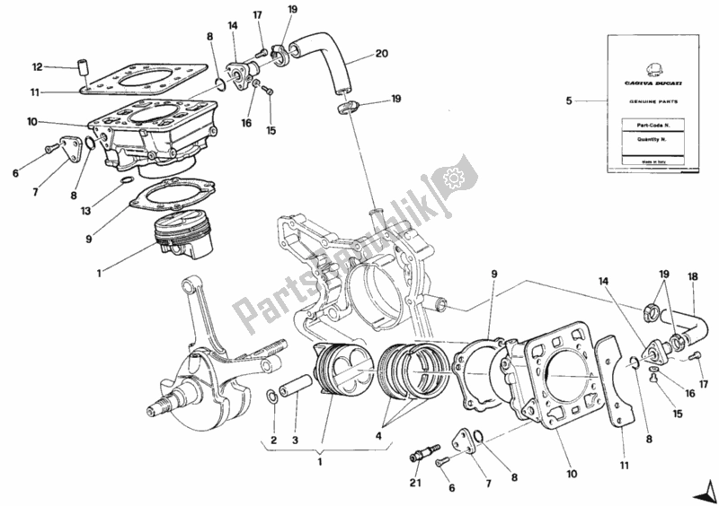All parts for the Cylinder - Piston of the Ducati Superbike 748 1996