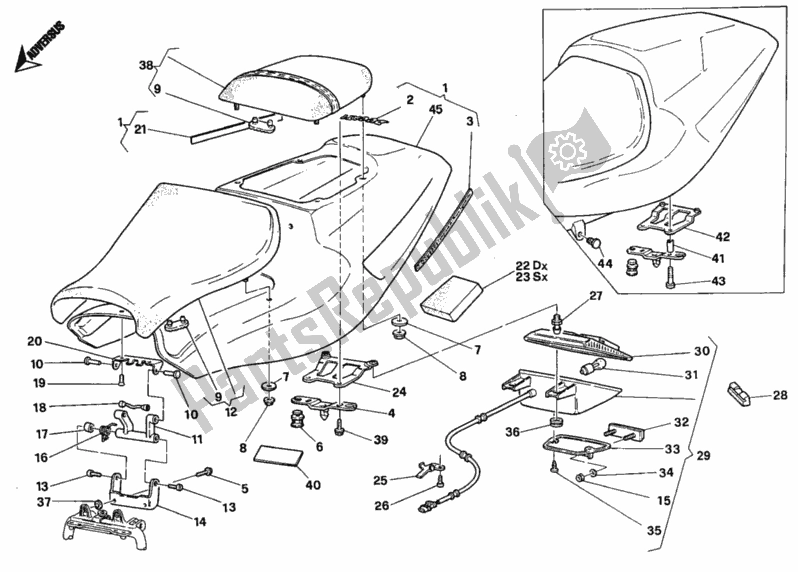 Tutte le parti per il Sedile Biposto del Ducati Superbike 748 1996