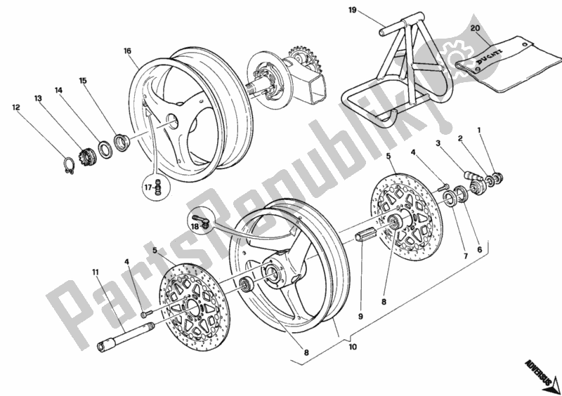 Alle onderdelen voor de Wielen van de Ducati Superbike 748 1996