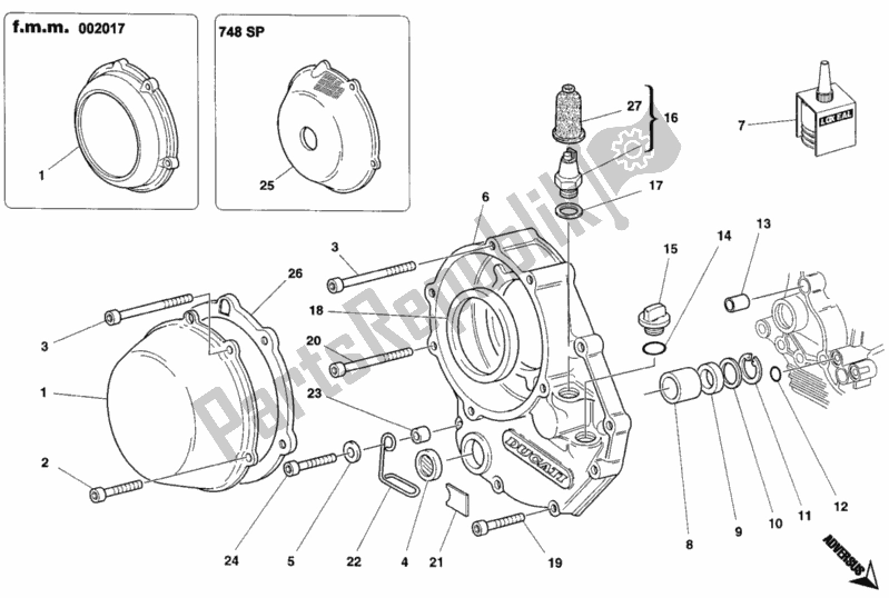 Tutte le parti per il Coperchio Frizione del Ducati Superbike 748 1997