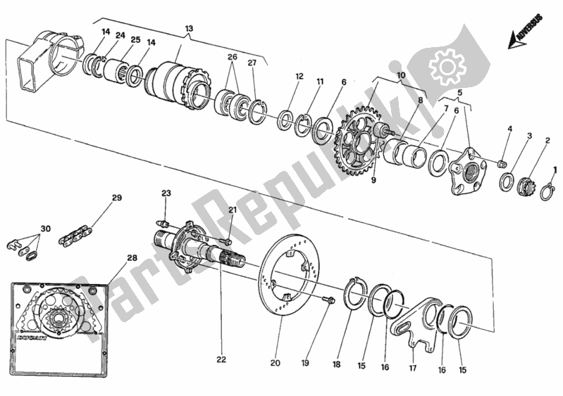 Tutte le parti per il Mozzo, Ruota Posteriore del Ducati Superbike 748 1997