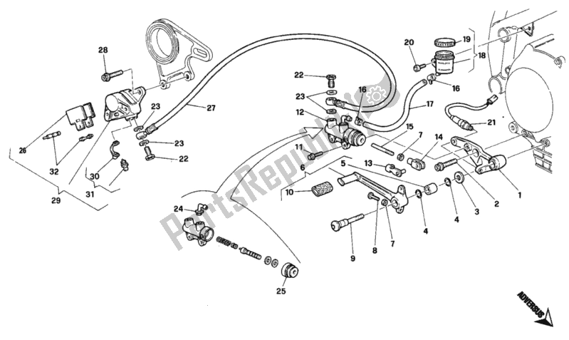 Tutte le parti per il Sistema Frenante Posteriore del Ducati Superbike 748 1997