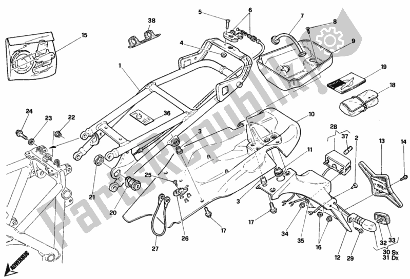 Tutte le parti per il Telaio Posteriore Sp del Ducati Superbike 748 1997