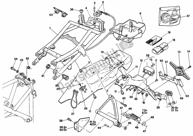 Tutte le parti per il Telaio Posteriore Usa del Ducati Superbike 748 1997