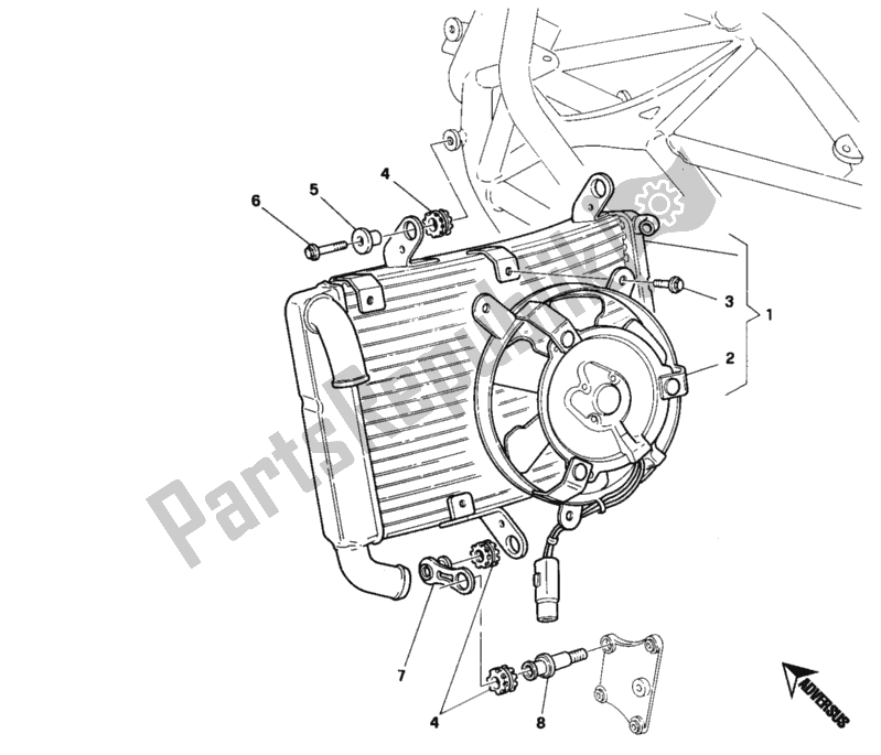 Tutte le parti per il Refrigeratore D'acqua del Ducati Superbike 748 1997