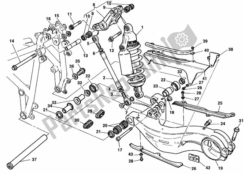 Todas las partes para 030 - Amortiguador Trasero de Ducati Superbike 748 1998
