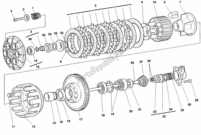 Toutes les pièces pour le Embrayage du Ducati Superbike 748 1998