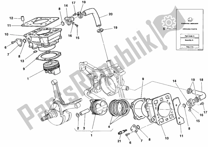 All parts for the Cylinder - Piston of the Ducati Superbike 748 1998
