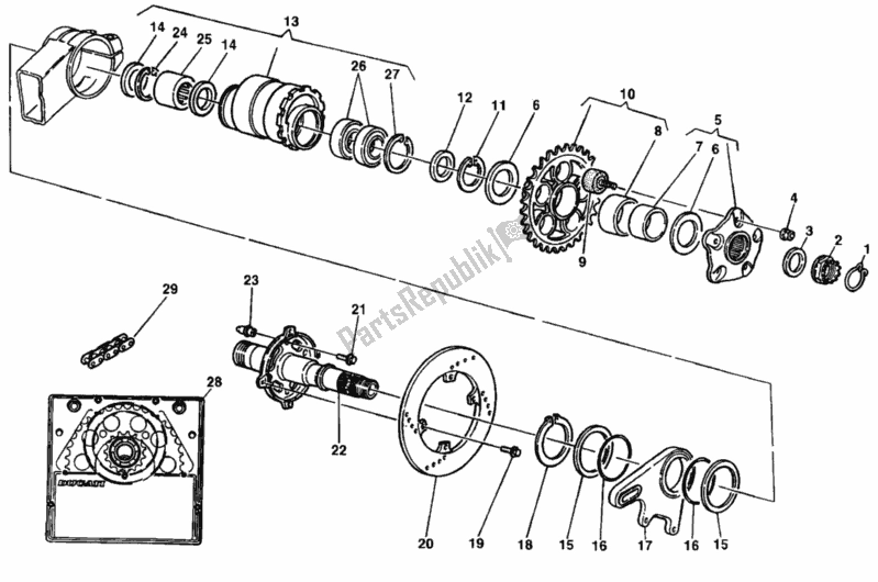 Tutte le parti per il Mozzo, Ruota Posteriore del Ducati Superbike 748 1998