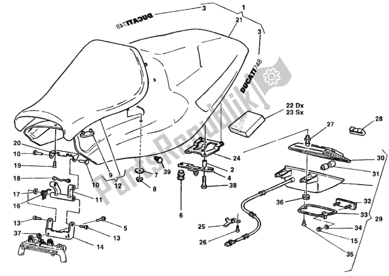 Tutte le parti per il Sedile Sp del Ducati Superbike 748 1998