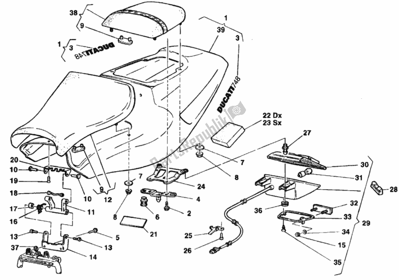 Tutte le parti per il Posto A Sedere del Ducati Superbike 748 1998