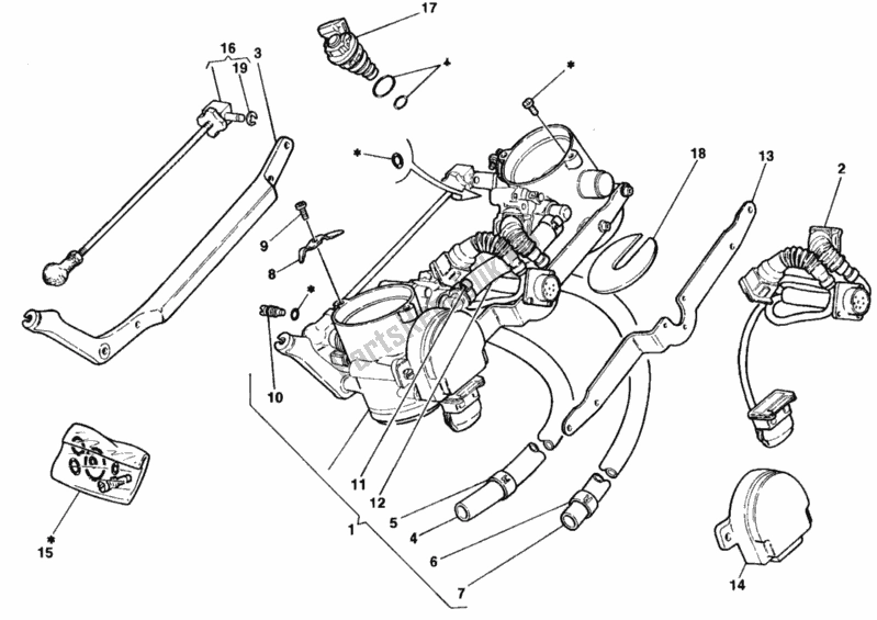 Todas as partes de Corpo Do Acelerador do Ducati Superbike 748 1998