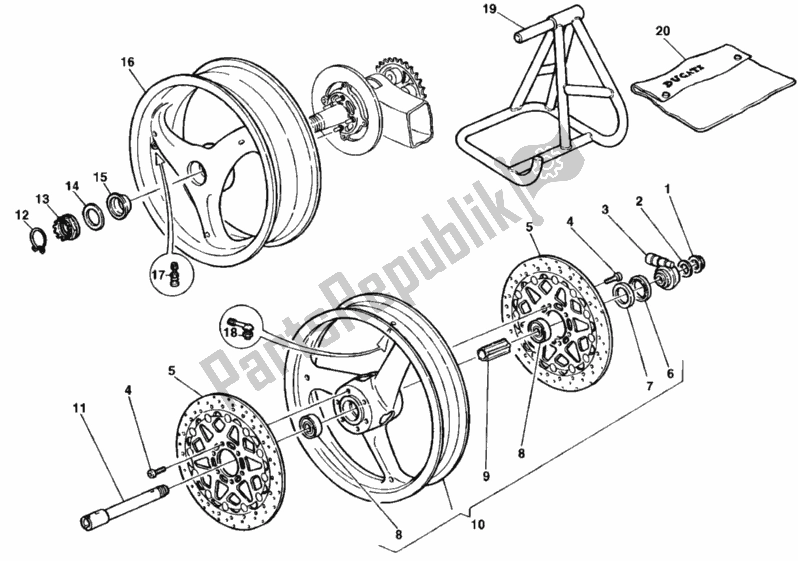 All parts for the Wheels of the Ducati Superbike 748 1998