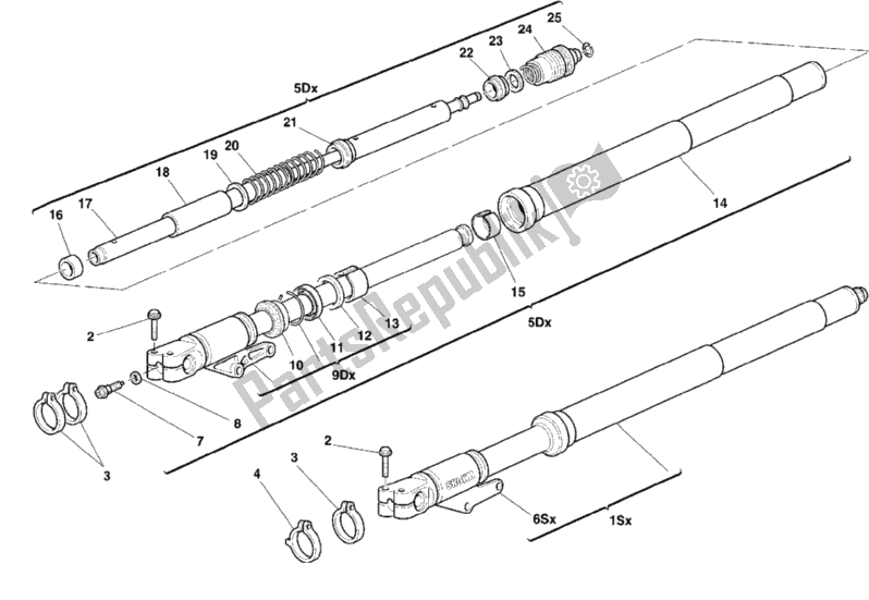 Toutes les pièces pour le Fourche Avant du Ducati Superbike 748 1999