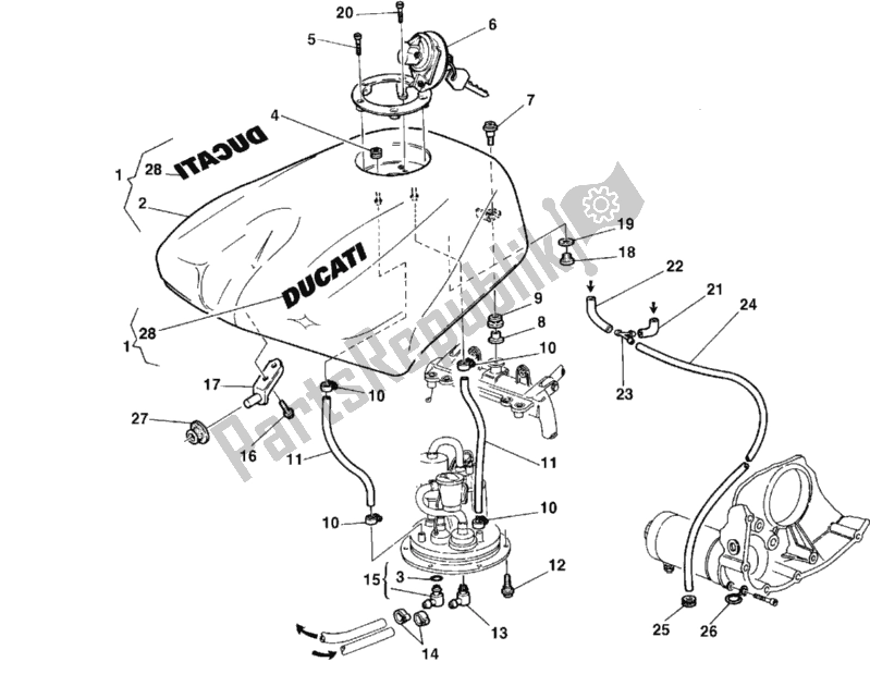 Tutte le parti per il Serbatoio Di Carburante del Ducati Superbike 748 1999