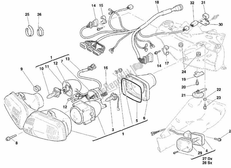 Todas las partes para Faro de Ducati Superbike 748 1999