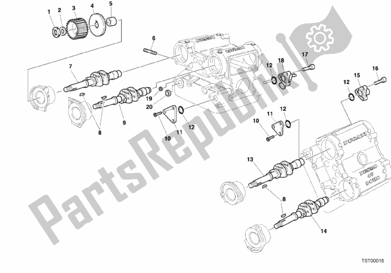 Tutte le parti per il 014 - Albero A Camme del Ducati Superbike 748 2000