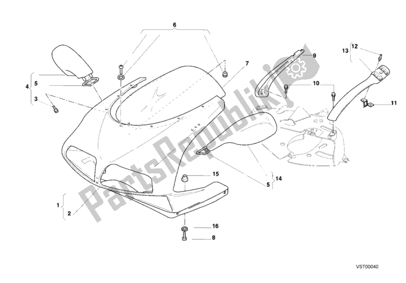 Tutte le parti per il Cuffia del Ducati Superbike 748 2000