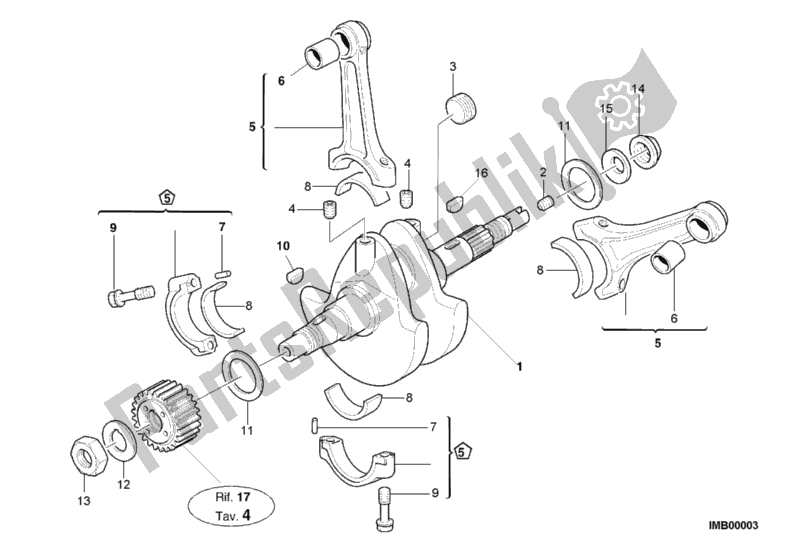 Tutte le parti per il Albero A Gomiti del Ducati Superbike 748 2000