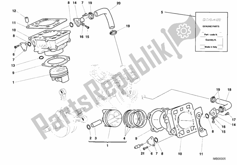 All parts for the Cylinder - Piston of the Ducati Superbike 748 2000