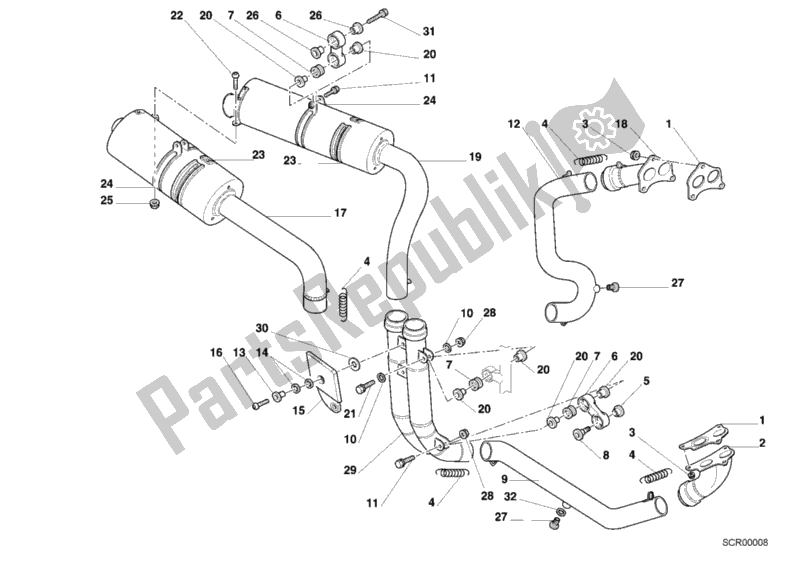 Todas las partes para Sistema De Escape de Ducati Superbike 748 2000