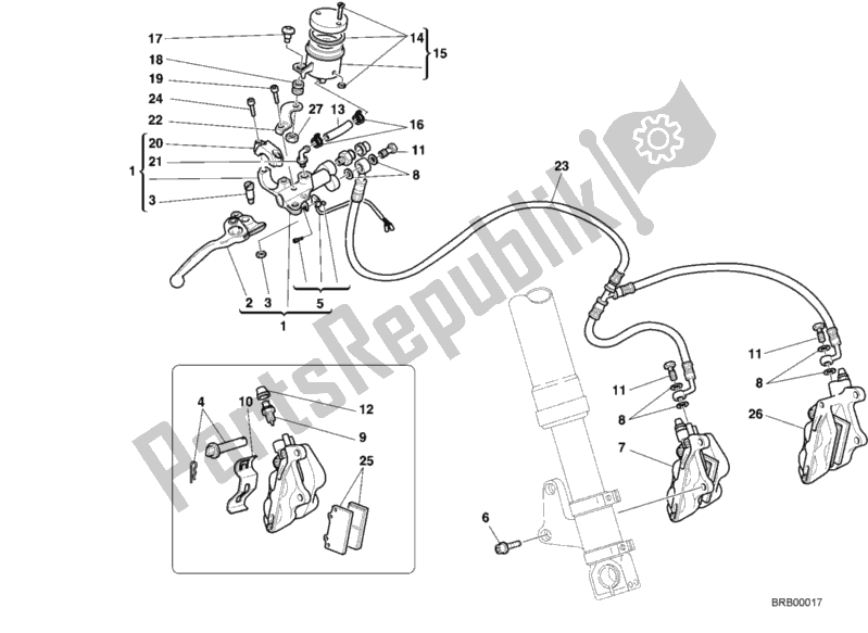 Todas as partes de Sistema De Freio Dianteiro do Ducati Superbike 748 2000