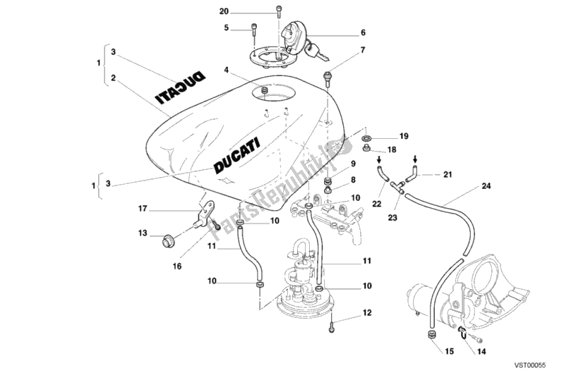 Toutes les pièces pour le Réservoir D'essence du Ducati Superbike 748 2000