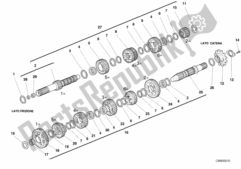 Tutte le parti per il Riduttore del Ducati Superbike 748 2000