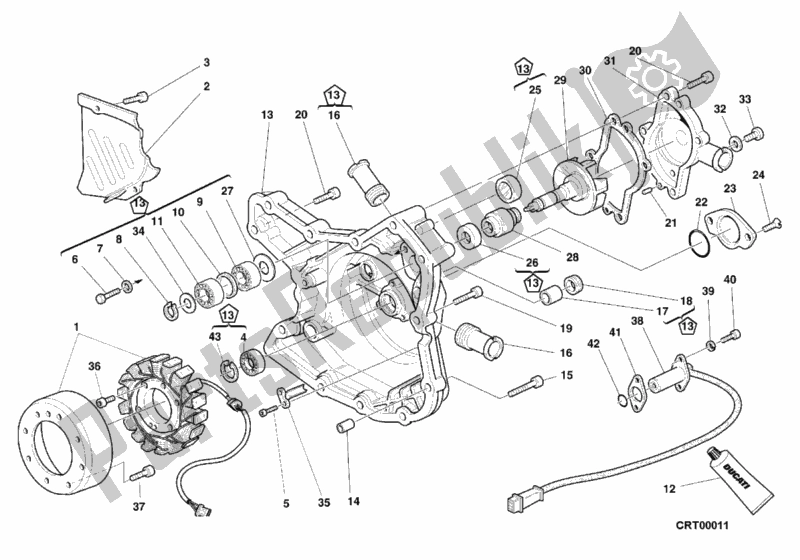 Alle onderdelen voor de Generatorafdekking - Waterpomp van de Ducati Superbike 748 2000