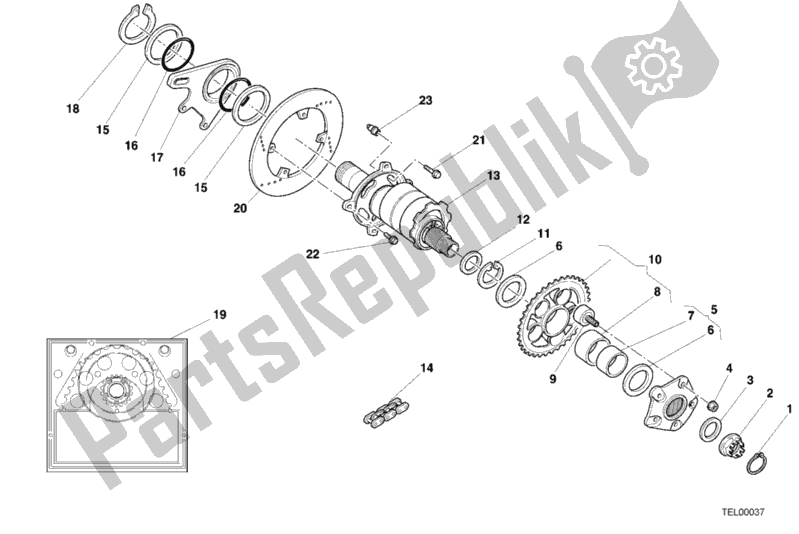 All parts for the Hub, Rear Wheel of the Ducati Superbike 748 2000