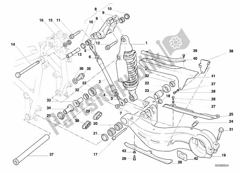 Tutte le parti per il Ammortizzatore Posteriore del Ducati Superbike 748 2000