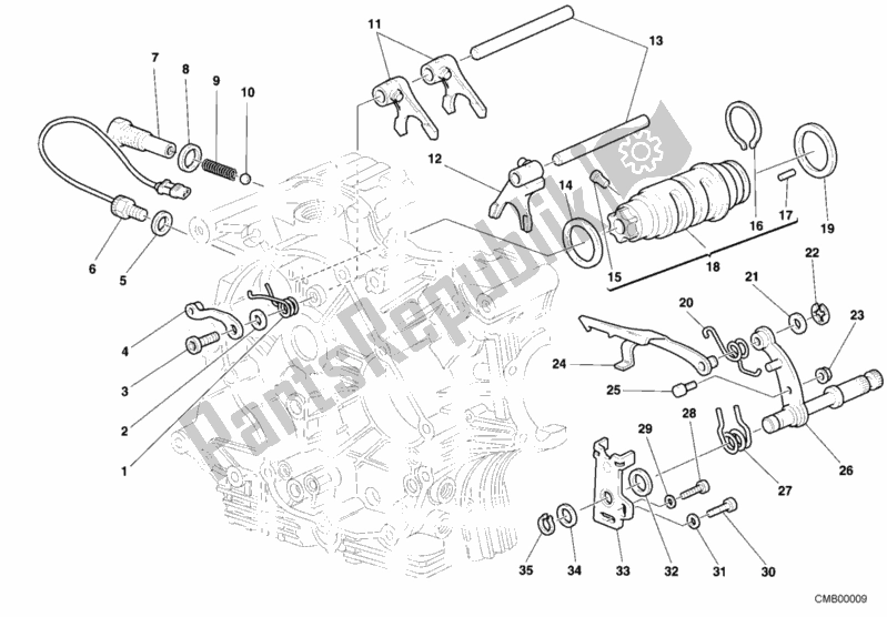 Todas as partes de Shift Cam - Garfo do Ducati Superbike 748 2000