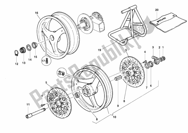 Alle onderdelen voor de Wielen van de Ducati Superbike 748 2000