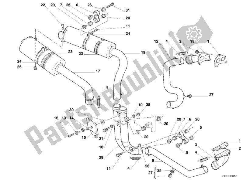 Todas las partes para Sistema De Escape de Ducati Superbike 748 2001
