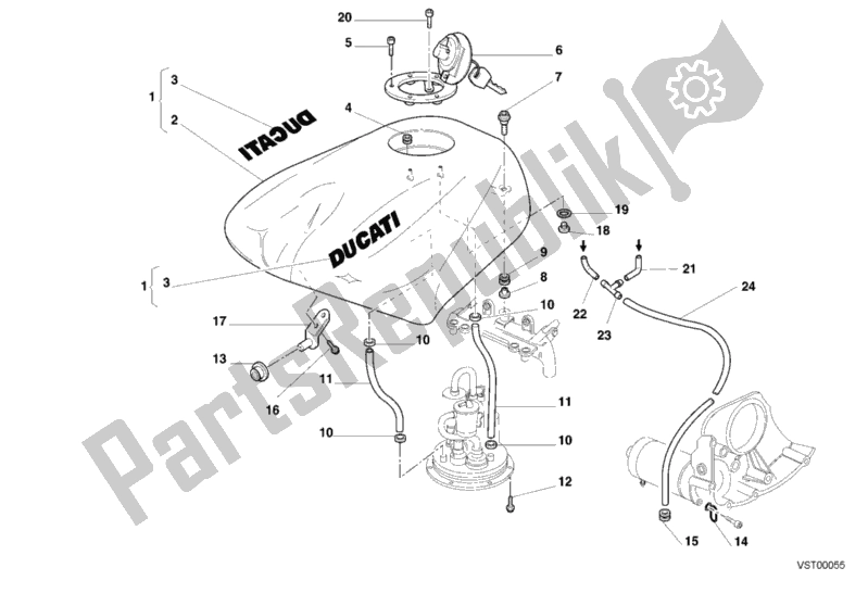 Alle onderdelen voor de Benzinetank van de Ducati Superbike 748 2001