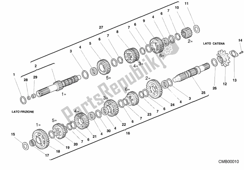 Todas las partes para Caja De Cambios de Ducati Superbike 748 2001