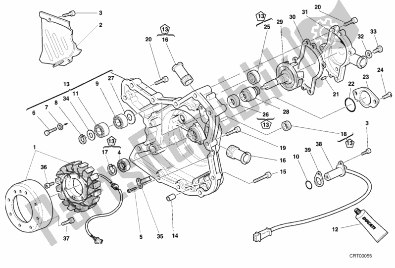 Todas las partes para Cubierta Del Generador - Bomba De Agua de Ducati Superbike 748 2001 Todas las partes para Cubierta Del Generador - Bomba De Agua de Ducati Superbike 748 2001