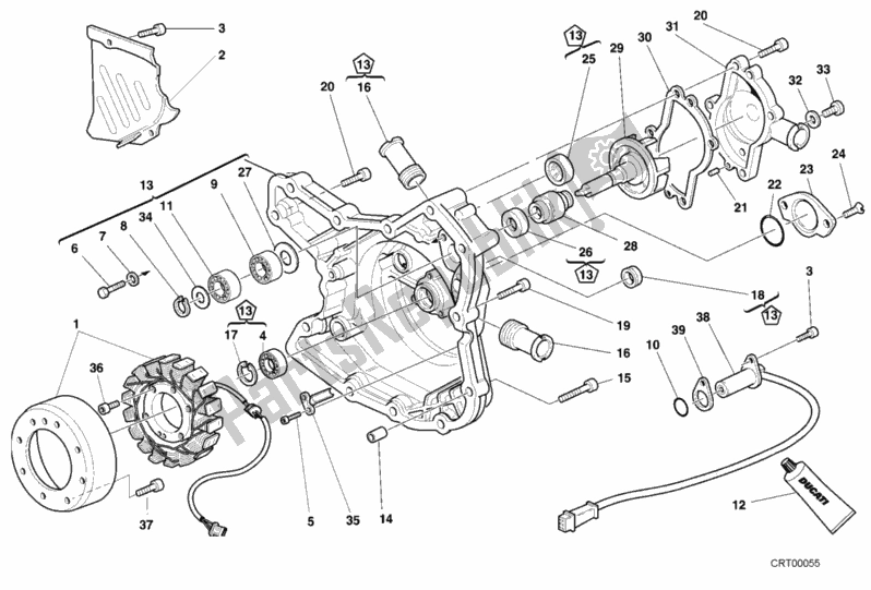 Alle onderdelen voor de Generatorafdekking - Waterpomp van de Ducati Superbike 748 2001