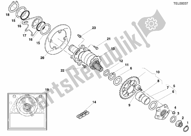Todas las partes para Buje, Rueda Trasera de Ducati Superbike 748 2001