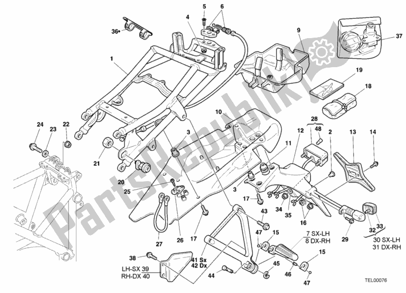 Todas as partes de Quadro Traseiro do Ducati Superbike 748 2001