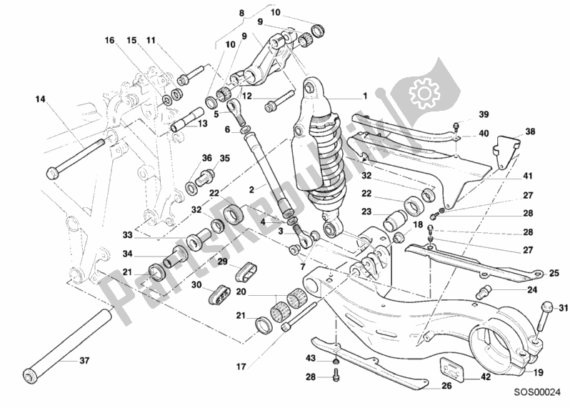 Alle onderdelen voor de Schokdemper Achter van de Ducati Superbike 748 2001