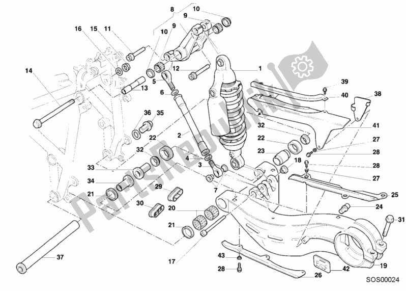 Tutte le parti per il Ammortizzatore Posteriore del Ducati Superbike 748 2001