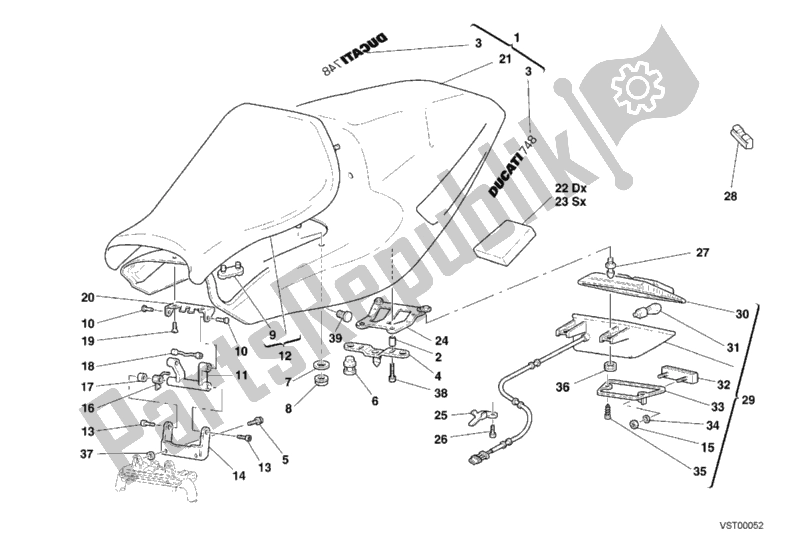 Todas las partes para Asiento Monoposto de Ducati Superbike 748 2001 Todas las partes para Asiento Monoposto de Ducati Superbike 748 2001