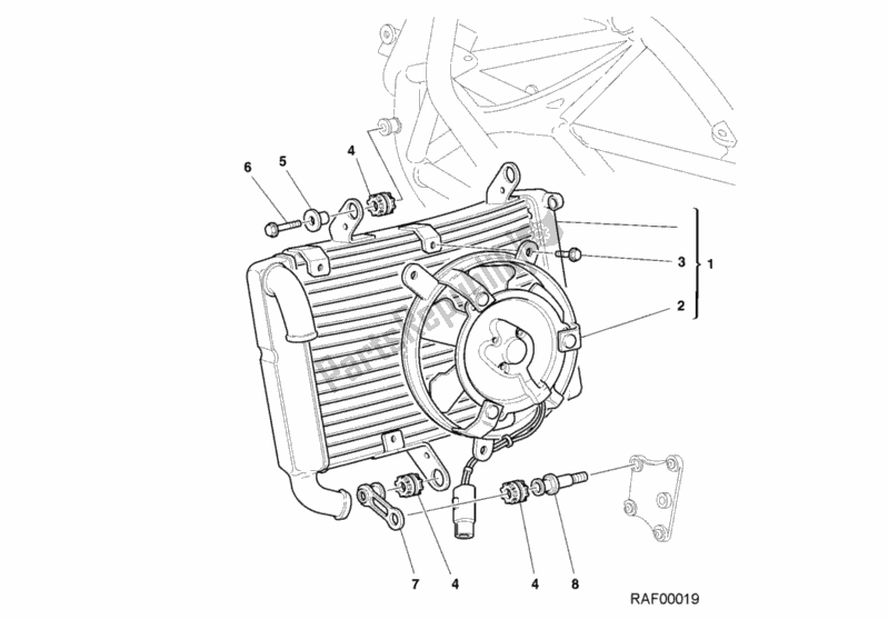 Todas las partes para Enfriador De Agua de Ducati Superbike 748 2001