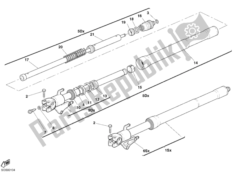 Tutte le parti per il Forcella Anteriore del Ducati Superbike 749 2003